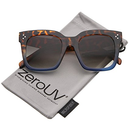 zeroUV - Bold Flat Lens Oversized Square Frame Horn Rimmed Sunglasses 50mm