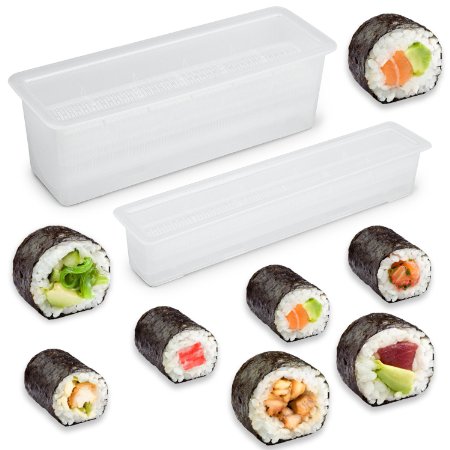ULTIMATE SUSHI MAKING KIT - The Easiest Way to Make PERFECT Restaurant Quality Sushi at Home - For Large or Small Maki Rolls - CLEANER & FASTER than a Bamboo Roller Mat. Great for Beginners & Kids