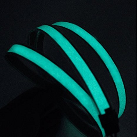 Lychee3 Ft 1M Lychee 1M Neon Glowing Strobing Electroluminescent Robbin El Tape Belt EL Wire Rope With Battery Pack For Cosplay Decoration Bruning Festival (3Ft, Green)
