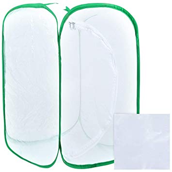 Pllieay 35.5 Inch Tall Large Butterfly Habitat Cage with Clear PVC Film, Collapsible Terrarium Pop-up White Insect and Butterfly Net for Raising and Outdoor Activities