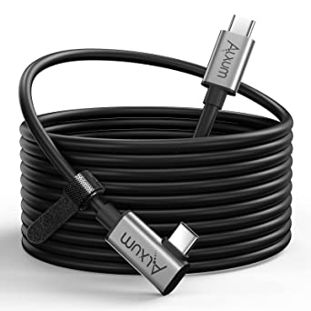 Alxum Oculus Quest 2 Link Cable 5M/16.4FT, USB C to 90 Degree USB C VR Oculus Charging Cable for Oculus Quest, VR Headset and More