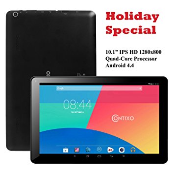 Contixo Q103 10.1" Quad Core Google Android 4.4 KitKat Tablet PC, IPS HD 1280x800 Display, 1GB RAM, Bluetooth 4.0, Dual Camera, HDMI, Google Play Pre-installed, 3D Game Supported (Black)