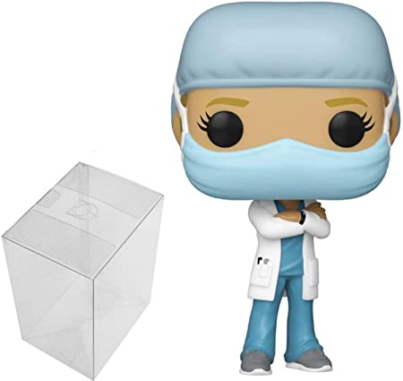 Funko Pop! Heroes: Front Line Worker- Female Hospital Worker #1 Bundle with 1 PopShield Pop Box Protector