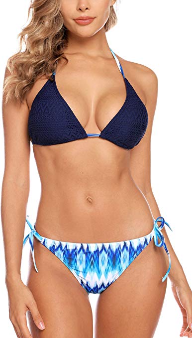 ATTRACO Swimsuits Women Bikini Set High Wasted Bathing Suit High Cut Wirefree Pad