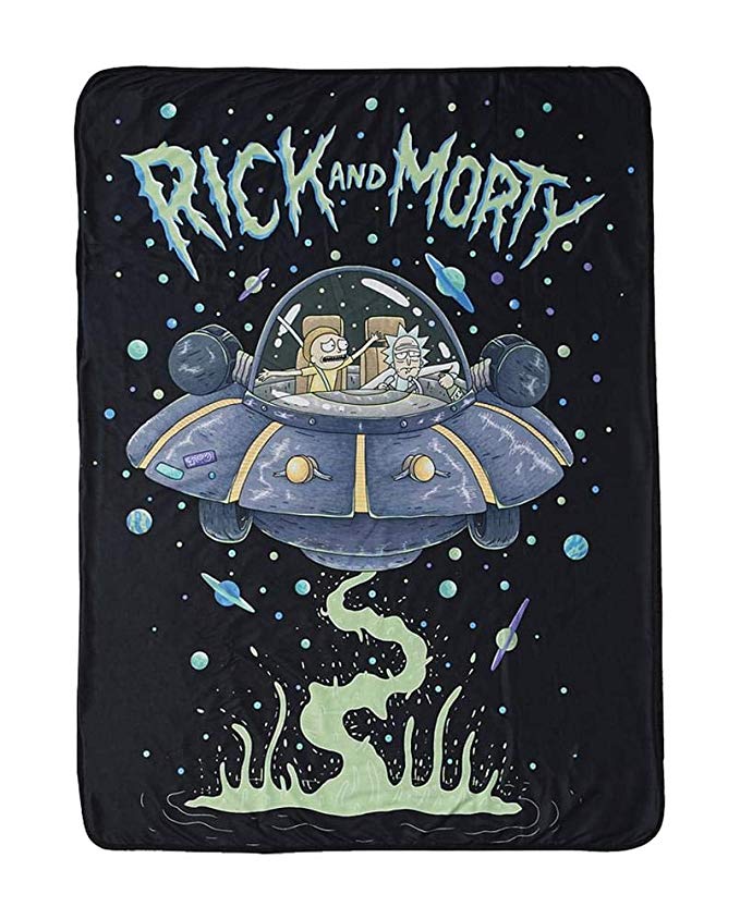 RICK AND MORTY 46”x 60” Fleece Throw Blanket - Novelty Home Accessories - Collectible Unique Gift for Birthdays, Holidays, House Warming Parties