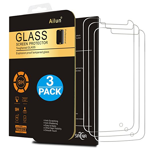 Moto G4 Play Screen Protector,[3Packs]by Ailun,Tempered Glass for Moto G4 Play,9H Hardness,Ultra Clear,Bubble Free,Anti-Scratch&Fingerprint&Oil Stain Coating,Case Friendly-Siania Retail Package