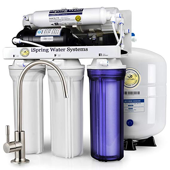 iSpring RCC7P High Capacity, Performance-boosted Under Sink 5-Stage Reverse Osmosis Drinking Water Filtration System with Pump and Ultimate Water Softener - WQA Gold Seal Certified
