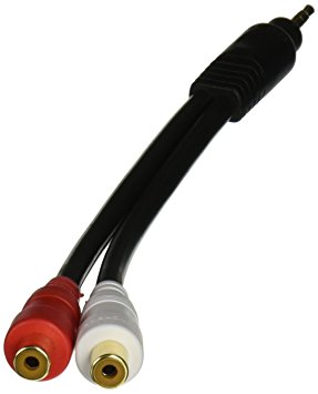 Monoprice 105611 7-Inch Premium Stereo Male to 2RCA Female 22AWG Cable - Black