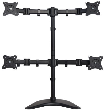 VIVO Quad Monitor Mount Fully Adjustable Desk Free Stand for 4 LCD Screens up to 27" (STAND-V004P)