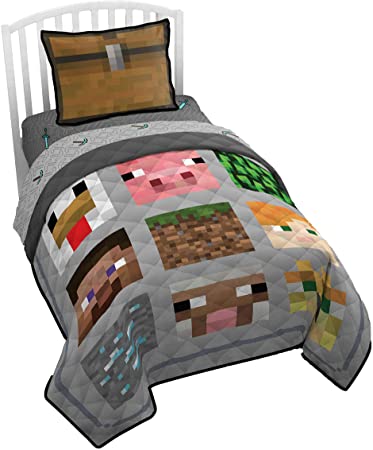 Minecraft Tam Veya Kraliçe Yorgan Battaniye ve Shams% 100 Polyester