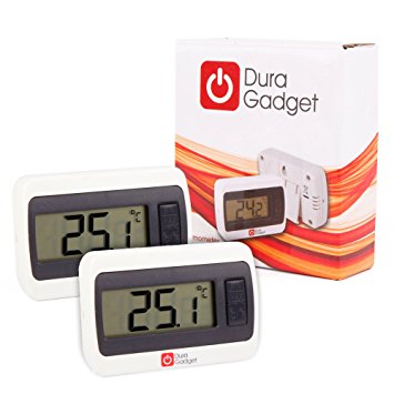 DURAGADGET **Twin-Pack** Indoor LCD Room Temperature Thermometer/Gauge With Stand And Digital Display - Perfect For Use In The Office Or At Home