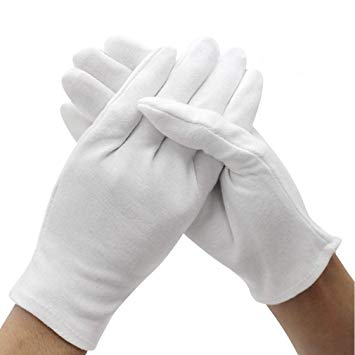 DH 12 Pairs White Cotton Gloves Soft mittens, Jewelry Inspection Stretchy Work Gloves-Small
