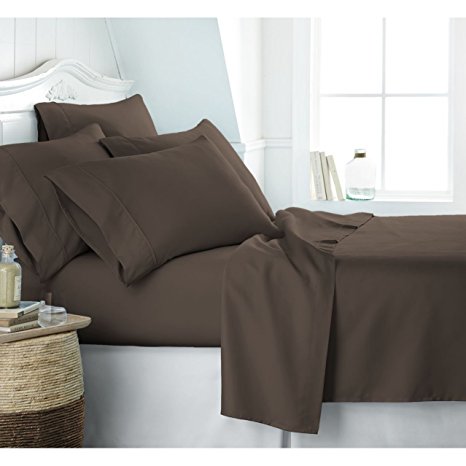 Egyptian Luxury 1800 Hotel Collection Bed Sheet Set - Deep Pockets, Wrinkle and Fade Resistant, Hypoallergenic Sheet and Pillow Case Set - (California King, Brown)