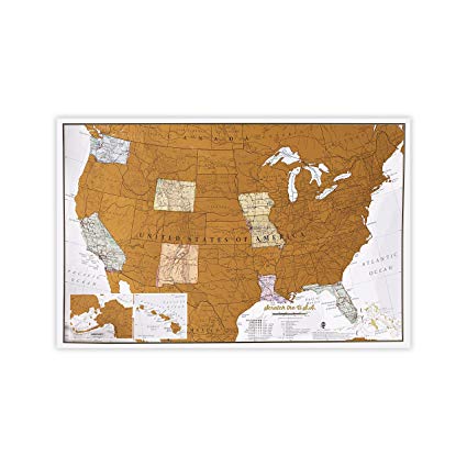 Scratch USA Travel Sized map - Scratch Off Places You Travel United States map - America - Detailed Cartography - US States - National Parks - 17 (w) x 11 (h) inches