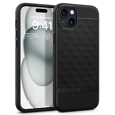 CASEOLOGY by Spigen Parallax Mag Back Cover Case Compatible with iPhone 15 Plus Case (TPU and Polycarbonate | Matte Black)