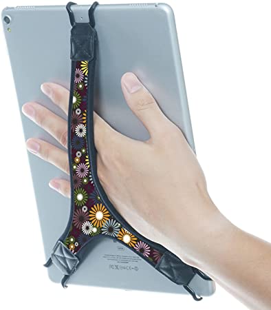 TFY Security Floral Hand Strap Finger Grip Holder for 9-10 inch Tablets - Compatible with iPad Pro 11 in / Pro 10.5 in / Pro 9.7 in / iPad 10.2 in / Air 10.9 in / Air 2 / Fire HD 10 / Galaxy Tab 10.1"