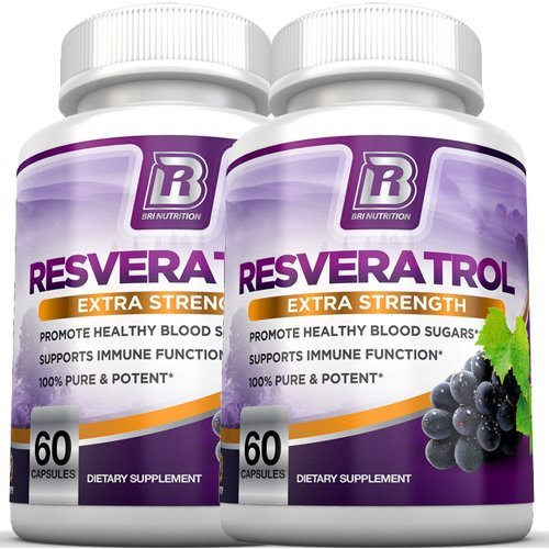 BRI Nutrition Resveratrol - 1200mg Maximum Strength Supplement - 30 Day Supply - 60 Veggie Capsules - 2-Pack