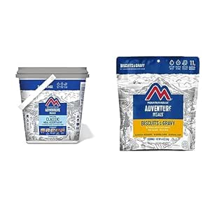 Mountain House Classic Bucket | Freeze Dried Backpacking & Camping Food | 24 Servings and Mountain House Biscuits & Gravy | Freeze Dried Backpacking & Camping Food |2 Servings