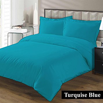 Luxurious and Hypoallergenic 100% Egyptian Cotton 600 Thread Count 3Pc Duvet Cover Set ( 1 Duvet Cover with Zipper Closer And 2 Pillowshams) By BED ALTER Solid (Cal King / King) Torquise Blue