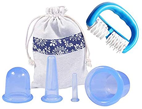 Yosooo Silicone Anti Cellulite Cup Vacuum Massage Cups with Massage Roller Suction Cupping Massage for Eyes Neck Cellulite Treatment 5Pcs (5Pcs)