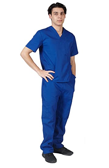 Natural Uniforms Comfortable Fit Men's Scrub Set Medical Scrub Top and Pants