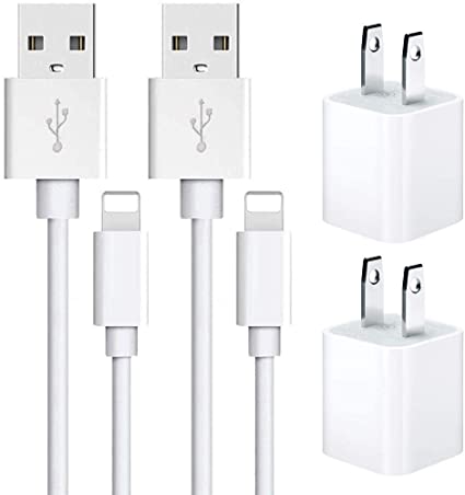 iPhone Charger,[Apple MFi Certified] 2-Pack Lightning to USB Cable 3.3 FT Fast Charging Data Sync Transfer Cord with USB Wall Charger Power Adapter Compatible with iPhone 11/11 Pro/XS/XR/X 8 7 6,iPad