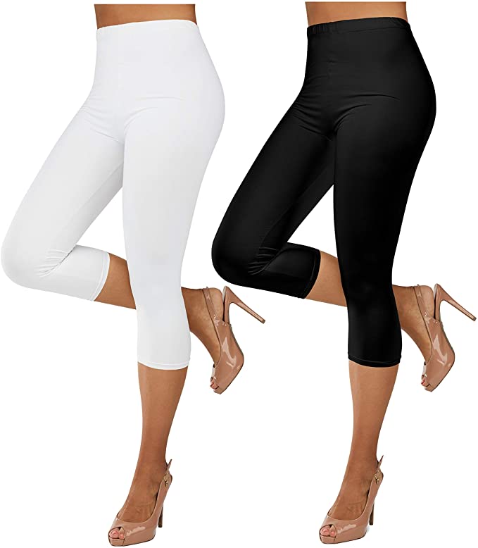 Gilbin Ultra Soft Capri High Waist Leggings for Women-Many Colors -One Size & Plus Size