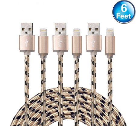 Armii® 3 Pack 6 Feet Nylon Braided Lightning to USB Cable Apple Charger