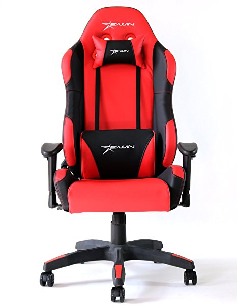 High Back Computer Gaming Office Chair With Headrest and Lumbar Support, Ergonomic designs Extremely Durable PU Leather Steel Frame Racing Chair