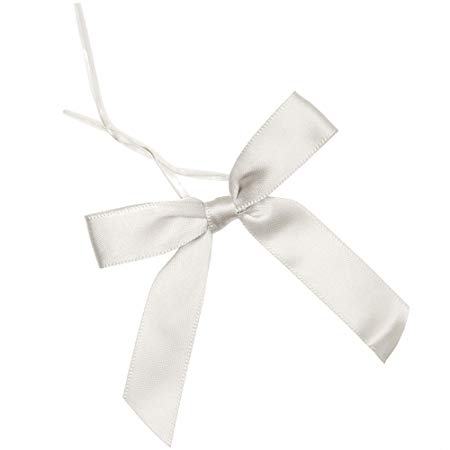 Juvale Grey Satin Ribbon Twist Tie Bows (100 Count), 3 Inches