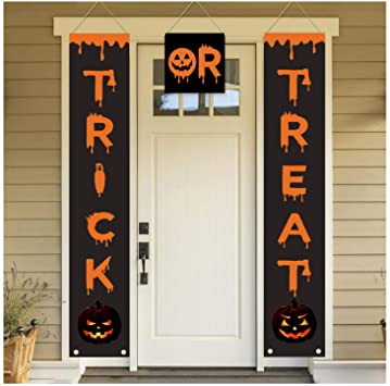 cxwind Halloween Decorations Outdoor - Halloween Banners -Trick or Treat Halloween Porch Sign –Home Decorations for Party Door Yard Wall Outdoor Indoor