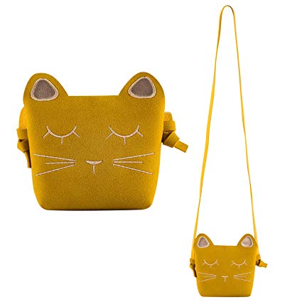 Deoot Little Girls Purses Yellow Cute Cat Shoulder Crossbody Bag for Kids,Toddler,Girls