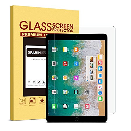 iPad Pro 10.5 Screen Protector - SPARIN 9H Premium Tempered Glass / Apple Pencil Compatible / 2.5D Round Edge / Scratch Resistant Screen Protector for New iPad Pro 10.5 Inch ( 2017 )