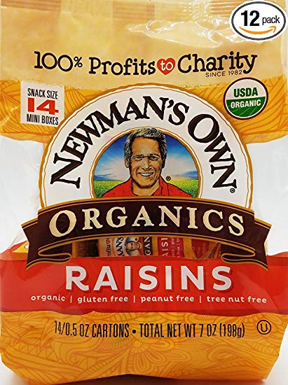 Newman's Own Organics Raisins, 0.5-Ounce, 14-Count Mini Boxes (Pack of 12)