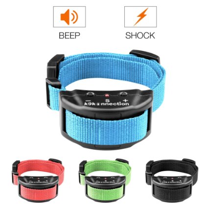 [New Version] K9konnection Dog No Bark Shock Collar Training System with Harmless Warning Beep & 7 Levels of Adjustable Sensitivity Control for Small, Medium & Large Dogs - Manual Included