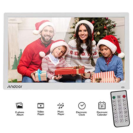 Andoer Digital Photo Frame 17.3 Inch 1600x900 High Resolution, 1080P Video Music Player Digital Calendar Clock with Remote Control, Christmas Birthday Gift