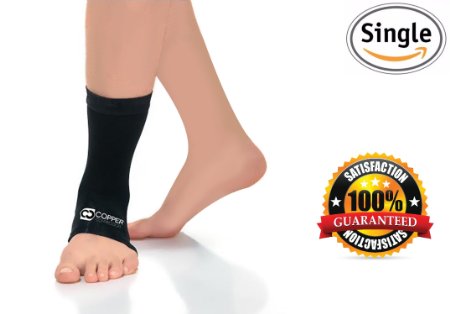 Copper Compression Recovery Ankle Sleeve 1 Highest Copper Content GUARANTEED and Highest Quality Copper - Infused Fit Wear Anywhere - 1 Ankle Sleeve Large