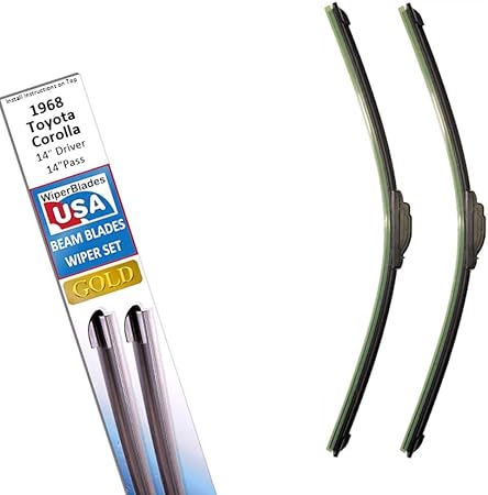 Beam Blade Wipers Set for 1968 Toyota Corolla Replacement Set - WiperBladesUSA Gold Beam Wiper Blades Wipers Set