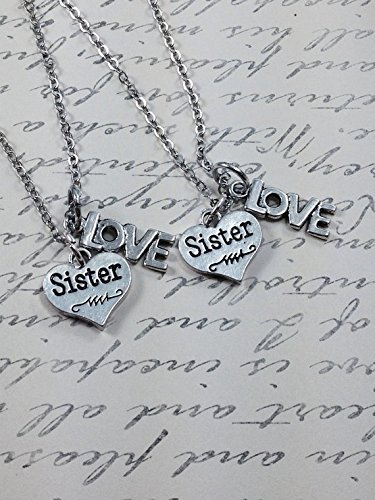 Sister necklace, sister jewelry, gift for sister, love necklace, friend necklace, gift for friend, sister love necklace, big sis, little sis