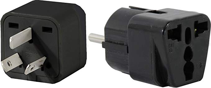 US to ARGENTINA Travel Adapter Plug for USA/Universal to South America Type I & E (C/F) AC Power Plugs Pack of 2