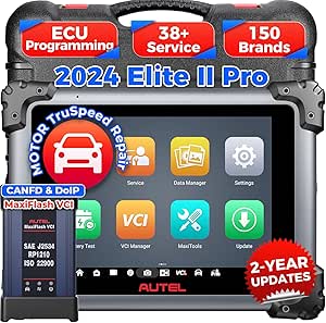 Autel MaxiSys Elite II Pro Scanner: 2024 2-Years Free Update Elite 2 Pro, J2534 Reprogramming Tool as Ultra MS908S Pro II, MOTOR TruSpeed Repair, 40 Reset Service w/CAN FD & Do IP, 3000  Active Test