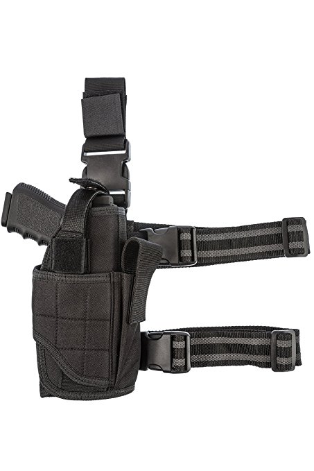 Leg Holster by CCW Tactical - Wrap Around Thigh Design for Men and Women with Fully Adjustable and Removable Belt Hanger Strap, Black