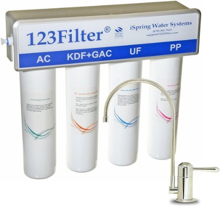 iSpring CU-A4 - US Legendary - 4-Stage 0.1 Micron Ultra-Filtration Water Filtration System with No-pressure Chrome Faucet