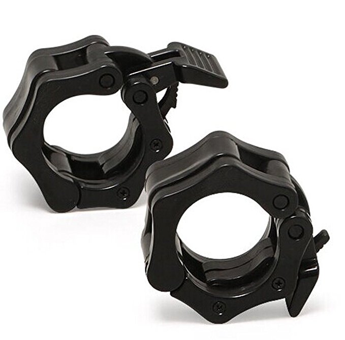 Barbell Clamp,Dreampark 1" Diameter ABS Barbells Locking Collars Clamps with Quick Release.(1 Pair) (Black)