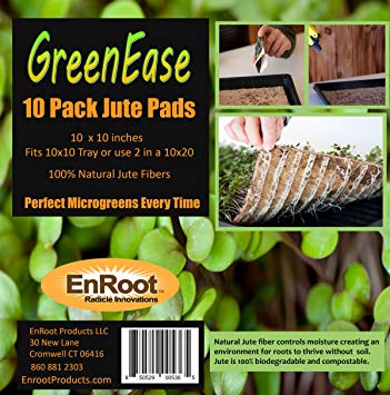 GreenEase Jute Microgreen Hydroponic Grow Pads - 10 Pack- Fits 10x10 standard nursery tray. Grow nutritious Organic Microgreens, Wheat grass, Plant & Seed germination. Certified for Organic Use.