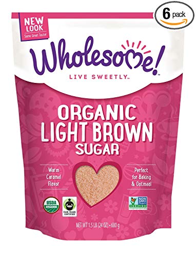 Wholesome Sweeteners Fair Trade Organic Light Brown Sugar, 24-Ounce Pouches (Pack of 6)