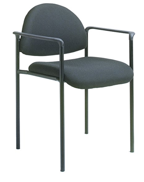Boss Office Products B9501-BK Dimond Fabric Stacking Chair with Arms in Black