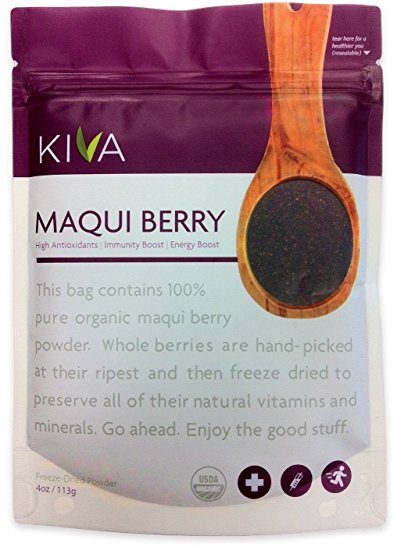 Kiva Organic Maqui Berry Powder - Non-GMO, Raw, Vegan, 4-Ounce Pouch (PACK of 2)
