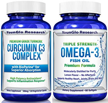 Joint Care Bundle - Curcumin C3 Complex with BioPerine and Omega 3 Fish Oil (1 Bottle of each)