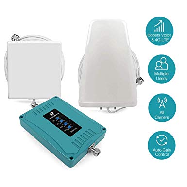 5 Band Cell Phone Signal Booster Kit Boosts Voice 3G 4G LTE Data - Supports up to 5,500 Square Foot Area